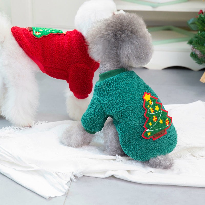 Dog Clothes Autumn/Winter Pet Clothes New Teddy Small Dog Pet Clothes Winter Christmas Tree Sweater